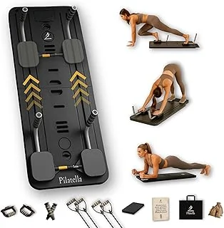 Mini Reformer Pilates Pliable - Planche Pilate Maison 5-en-1, Machine Pilate pour la Maison, Pilates Board Premium Noir avec ebook (10 Exercices Inclus)