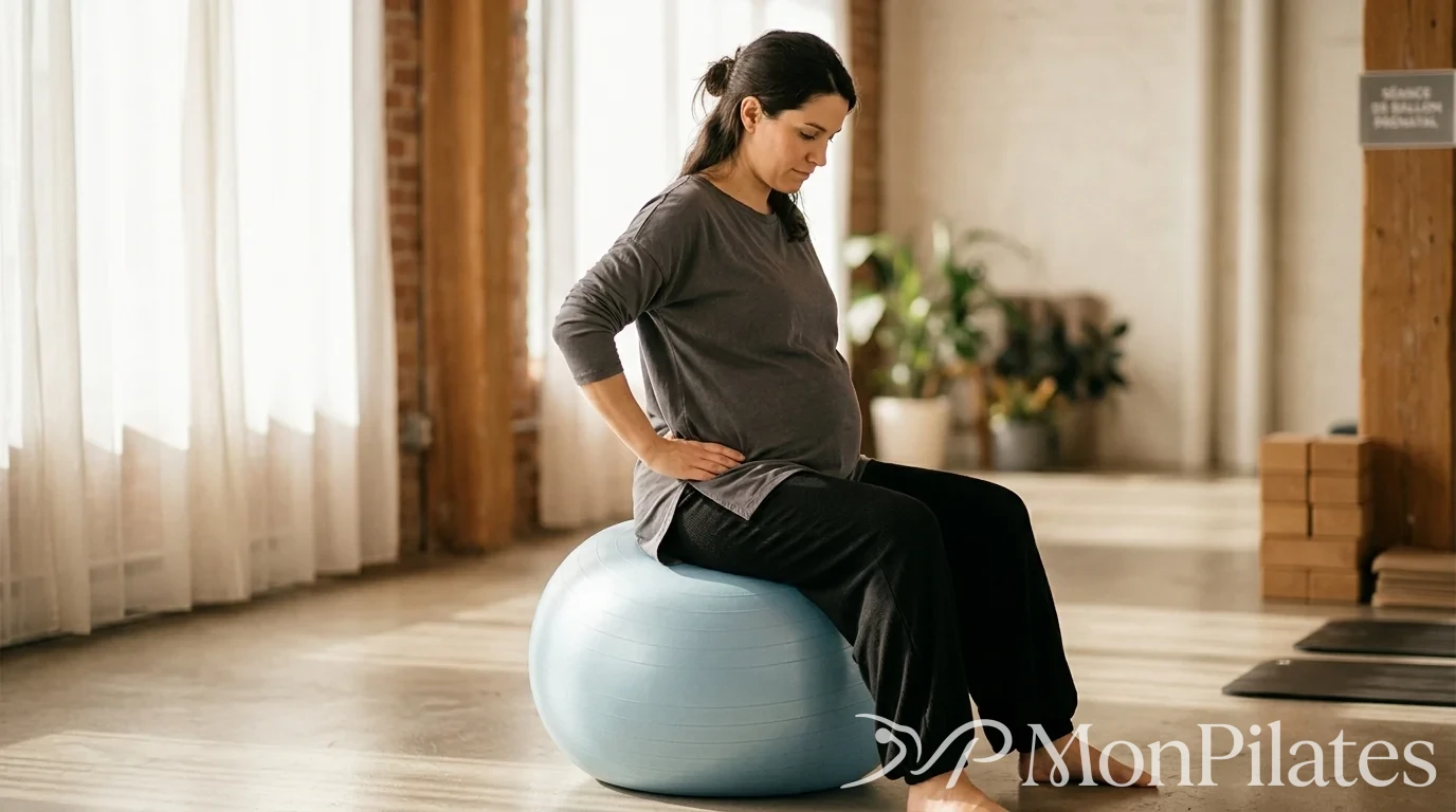 Exercice de cercles de hanches sur Swiss Ball pendant la grossesse