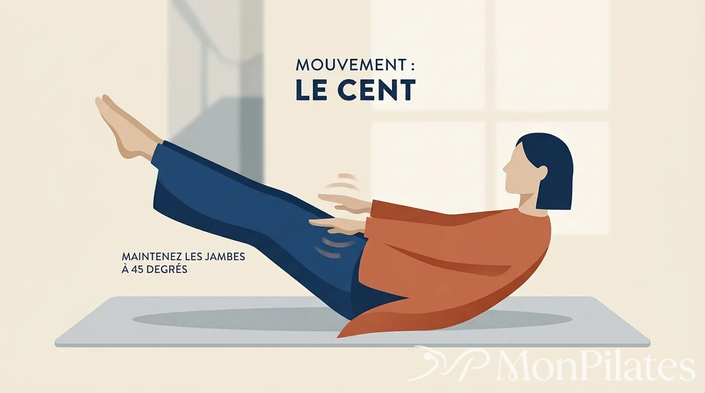 Exercice du Hundred en Pilates pour activer la circulation et le centre.