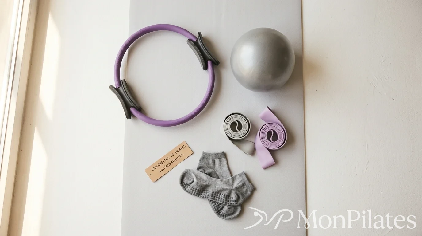 Ensemble d'accessoires Pilates incluant anneau, ballon et élastiques