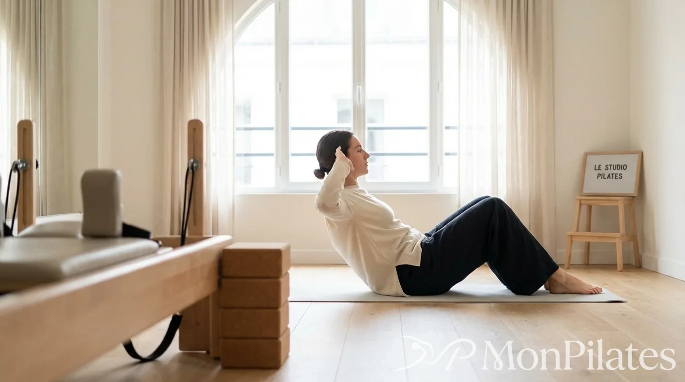 Position du Pilates Hundred pour renforcer la sangle abdominale et stimuler la circulation