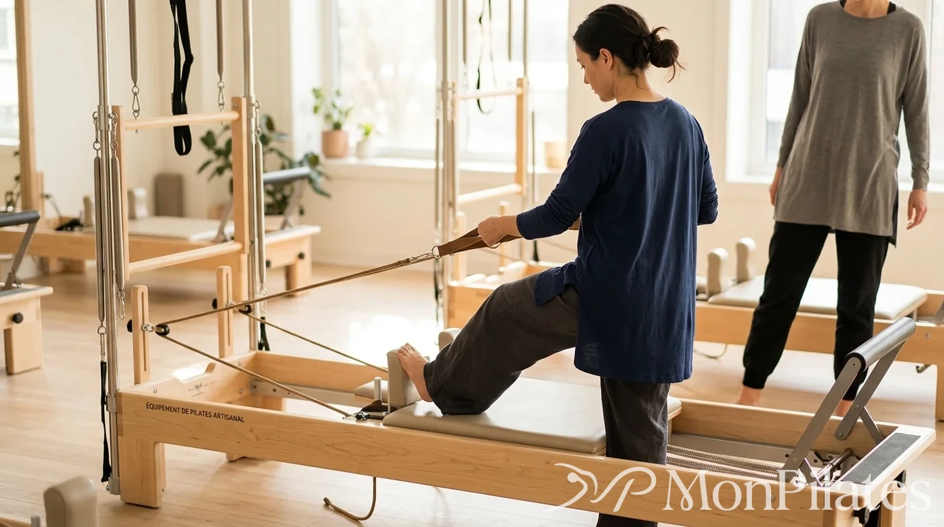 Machine Pilates Reformer classique en bois d'érable pour studio ou maison