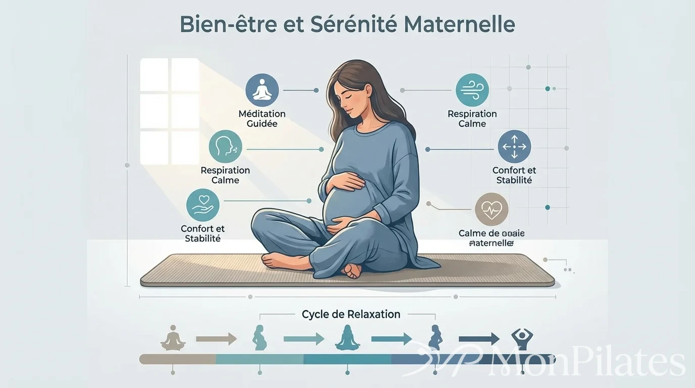 Femme enceinte pratiquant la respiration profonde en Pilates